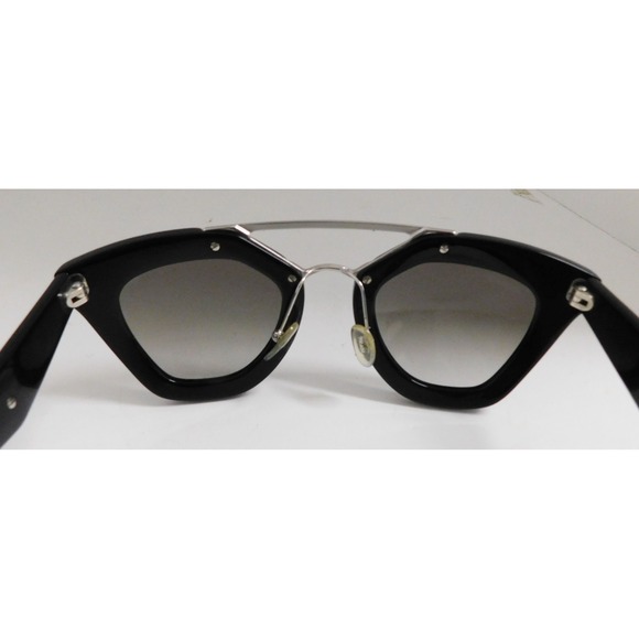 PRADA 14S‎ Cinema ORNATE SAFFIANO LEATHER PR14SS Black Sunglasses Triangle Logo main image 6